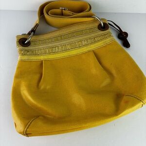 Fossil Yellow Coated Canvas Crossbody Purse
